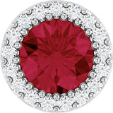 14K Gold Round Lab-Grown Ruby Halo-Style Pendant – up to 0.08 CTW - White Gold