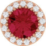 14K Gold Round Lab-Grown Ruby Halo-Style Pendant – up to 0.08 CTW - Rose Gold