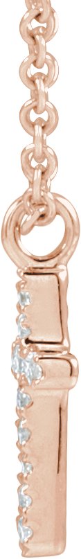 14K Gold Round Natural Diamond Accented Cross Necklace – up to 03 CTW - Rose Gold - view 2