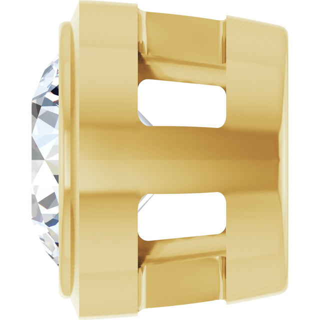 14K Gold Natural Diamond Round Bezel-Set Slide Pendant - Yellow Gold - view 3