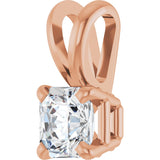 14K Gold Asscher Natural Diamond Solitaire Pendant - Rose Gold - view 2