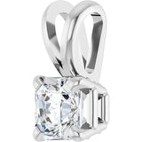 14K Gold Asscher Natural Diamond Solitaire Pendant - White Gold - view 2