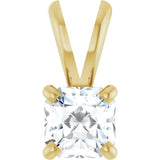 14K Gold Asscher Natural Diamond Solitaire Pendant - Yellow Gold