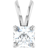 Platinum Asscher Natural Diamond Solitaire Pendant