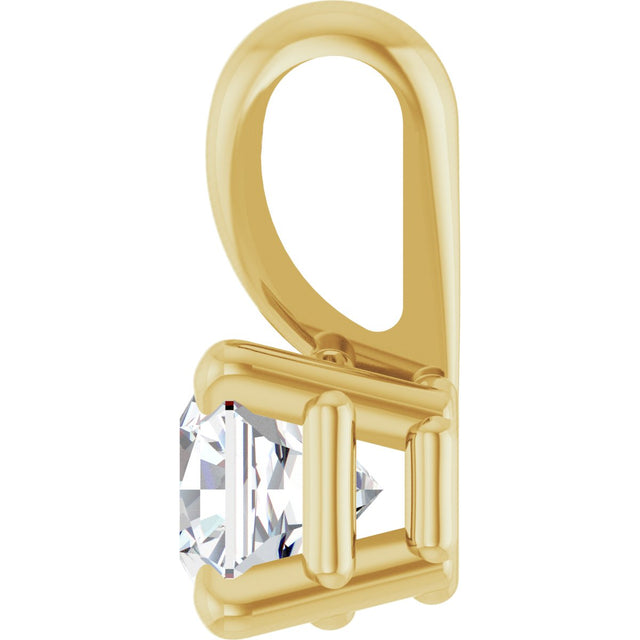 14K Gold Asscher Natural Diamond Solitaire Pendant - Yellow Gold - view 3