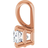 14K Gold Asscher Natural Diamond Solitaire Pendant - Rose Gold - view 3