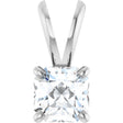 Platinum Asscher Natural Diamond Solitaire Pendant