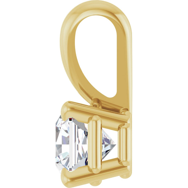 14K Gold Asscher Natural Diamond Solitaire Pendant - Yellow Gold - view 3