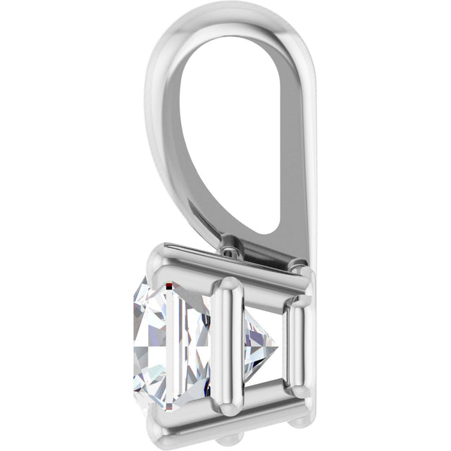 Platinum Asscher Natural Diamond Solitaire Pendant - view 3