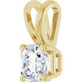 14K Gold Asscher Natural Diamond Solitaire Pendant - Yellow Gold - view 2