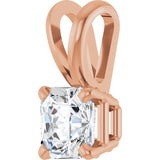 14K Gold Asscher Natural Diamond Solitaire Pendant - Rose Gold - view 2