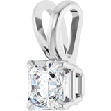 Platinum Asscher Natural Diamond Solitaire Pendant - view 2