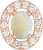 14K Gold Natural White Opal Oval Rose-Cut Halo-Style Pendant - Rose Gold