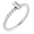 Platinum Round Natural Diamond Accented Rope Ring