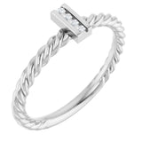 Platinum Round Natural Diamond Accented Rope Ring
