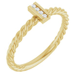 14K Gold Round Natural Diamond Accented Rope Ring - Yellow Gold