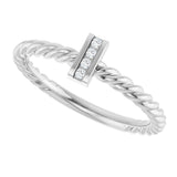 Platinum Round Natural Diamond Accented Rope Ring - view 5