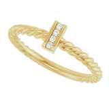 14K Gold Round Natural Diamond Accented Rope Ring - Yellow Gold - view 5