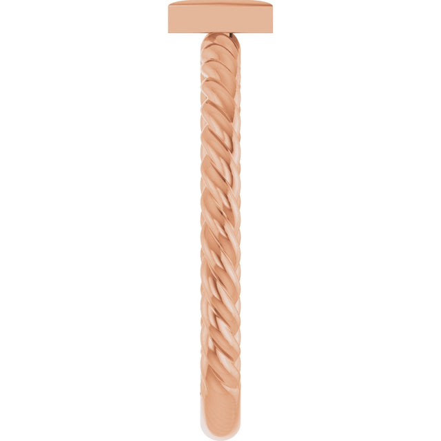 14K Gold Round Natural Diamond Accented Rope Ring - Rose Gold - view 4