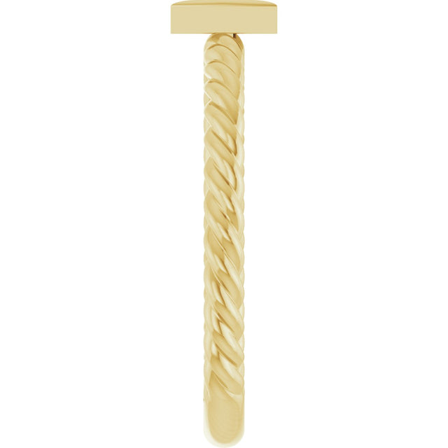 14K Gold Round Natural Diamond Accented Rope Ring - Yellow Gold - view 4
