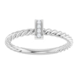 14K Gold Round Natural Diamond Accented Rope Ring - White Gold - view 3