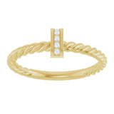 14K Gold Round Natural Diamond Accented Rope Ring - Yellow Gold - view 3