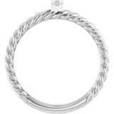 14K Gold Round Natural Diamond Accented Rope Ring - White Gold - view 2
