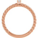 14K Gold Round Natural Diamond Accented Rope Ring - Rose Gold - view 2