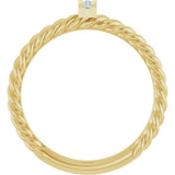 14K Gold Round Natural Diamond Accented Rope Ring - Yellow Gold - view 2