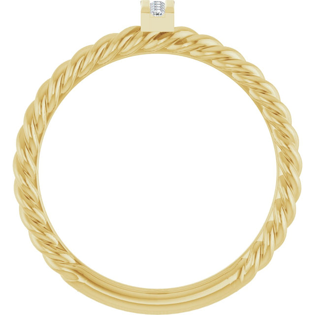 14K Gold Round Natural Diamond Accented Rope Ring - Yellow Gold - view 2