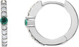 14K Gold Round Lab-Grown Emerald Accented Hoop Earrings – 2mm Stones - White Gold