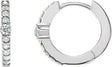Platinum Round Natural Diamond Accented Hoop Earrings – 2mm Stones
