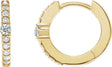 14K Gold Round Natural White Sapphire Accented Hoop Earrings - Yellow Gold