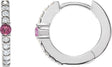 Platinum Round Natural Pink Tourmaline Accented Hoop Earrings – 2mm Stones