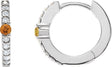 Platinum Round Natural Citrine Accented Hoop Earrings – 2mm Stones