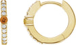 14K Gold Round Natural Citrine Accented Hoop Earrings – 2mm Stones - Yellow Gold