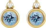 14K Gold Oval Natural Aquamarine Accented Bezel-Set Earrings - Yellow Gold - view 2
