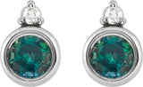 Platinum Oval Lab-Grown Alexandrite Accented Bezel-Set Earrings - view 2