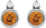 Platinum Oval Natural Citrine Accented Bezel-Set Earrings - view 2