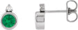 Platinum Oval Natural Emerald Accented Bezel-Set Earrings