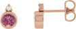 14K Gold Oval Natural Pink Tourmaline Accented Bezel-Set Earrings - Rose Gold