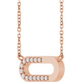 14K Gold Round Natural Diamond Accented Paperclip-Style Necklace - Rose Gold - view 2