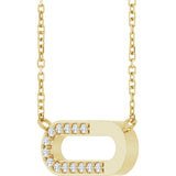 14K Gold Round Natural Diamond Accented Paperclip-Style Necklace - Yellow Gold - view 2