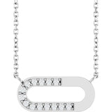 14K Gold Round Natural Diamond Accented Paperclip-Style Necklace - White Gold