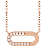14K Gold Round Natural Diamond Accented Paperclip-Style Necklace - Rose Gold