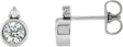 Platinum Oval Natural White Sapphire Accented Bezel-Set Earrings