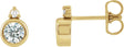 14K Gold Round Natural Diamond Accented Bezel-Set Earrings – 4mm Stones - Yellow Gold
