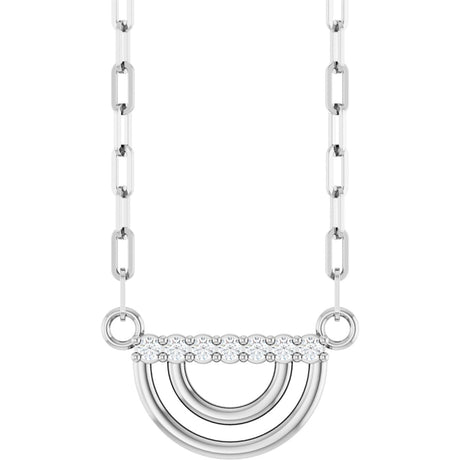 14K Gold Round Natural Diamond Accented Arch Necklace - White Gold