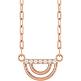 14K Gold Round Natural Diamond Accented Arch Necklace - Rose Gold
