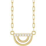 14K Gold Round Natural Diamond Accented Arch Necklace - Yellow Gold